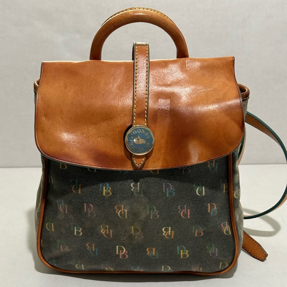 Y2K Dooney & Bourke Tan and Brown Leather Backpack